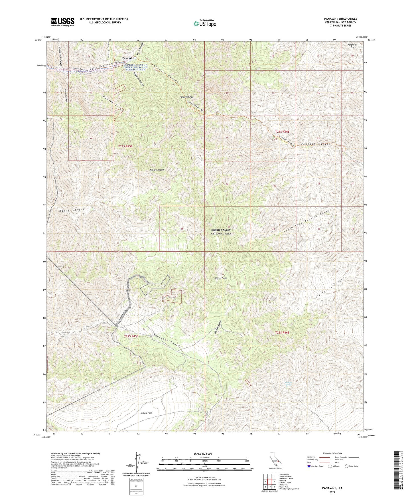 Panamint California US Topo Map Image