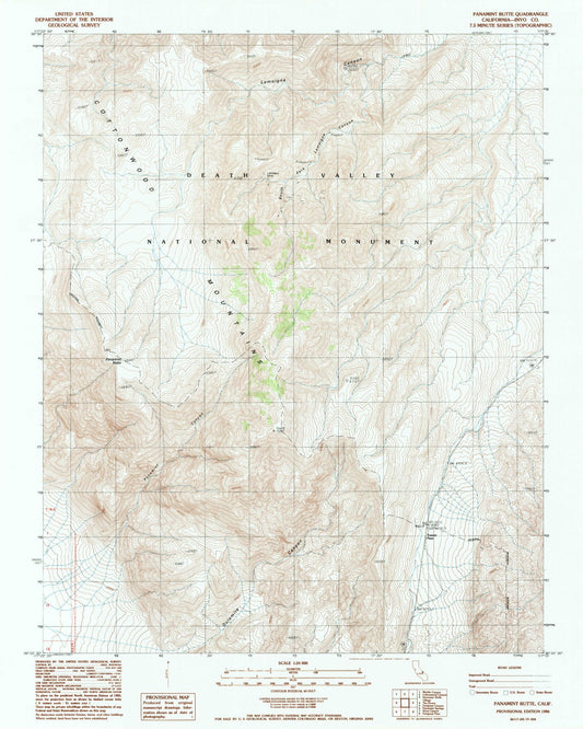 Classic USGS Panamint Butte California 7.5'x7.5' Topo Map Image