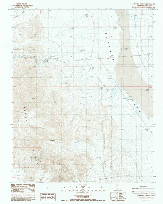Classic USGS Panamint Springs California 7.5'x7.5' Topo Map Image