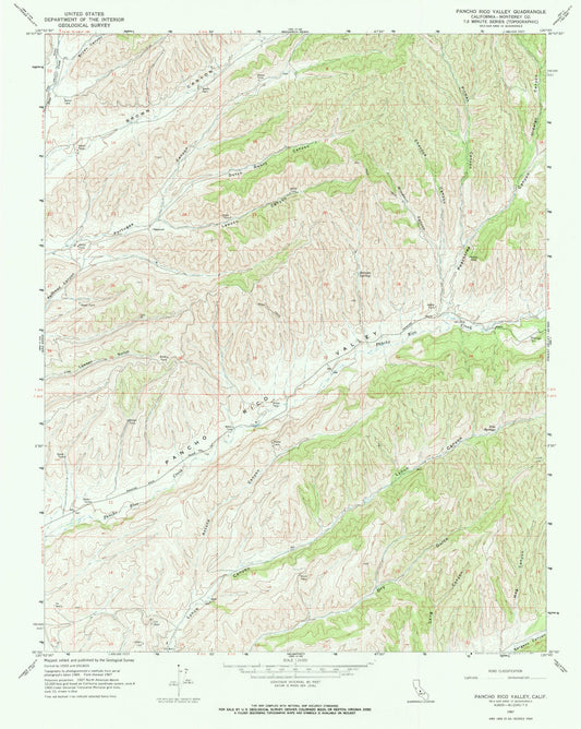 Classic USGS Pancho Rico Valley California 7.5'x7.5' Topo Map Image