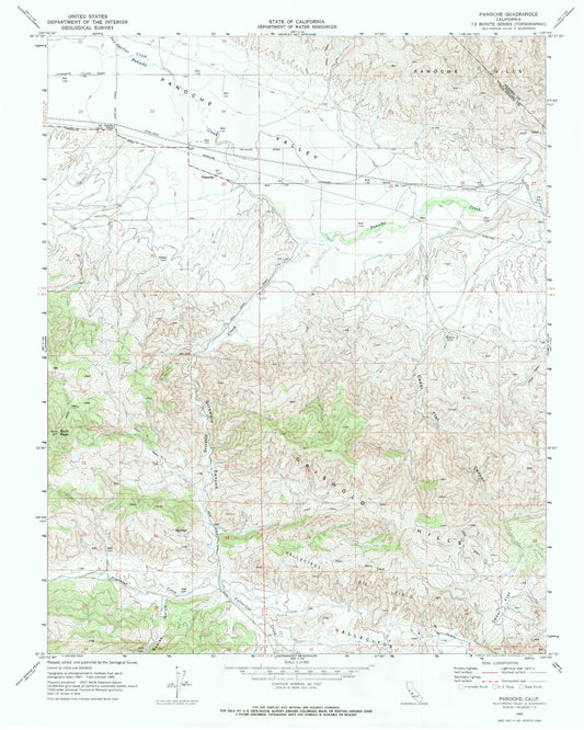 Classic USGS Panoche California 7.5'x7.5' Topo Map Image