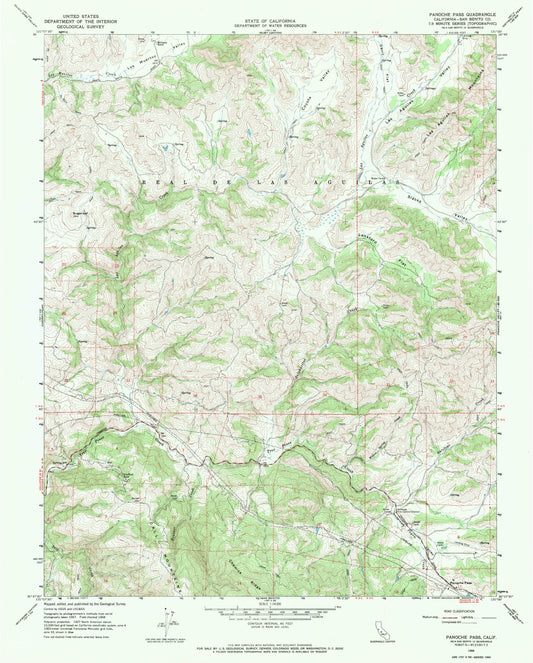 Classic USGS Panoche Pass California 7.5'x7.5' Topo Map Image