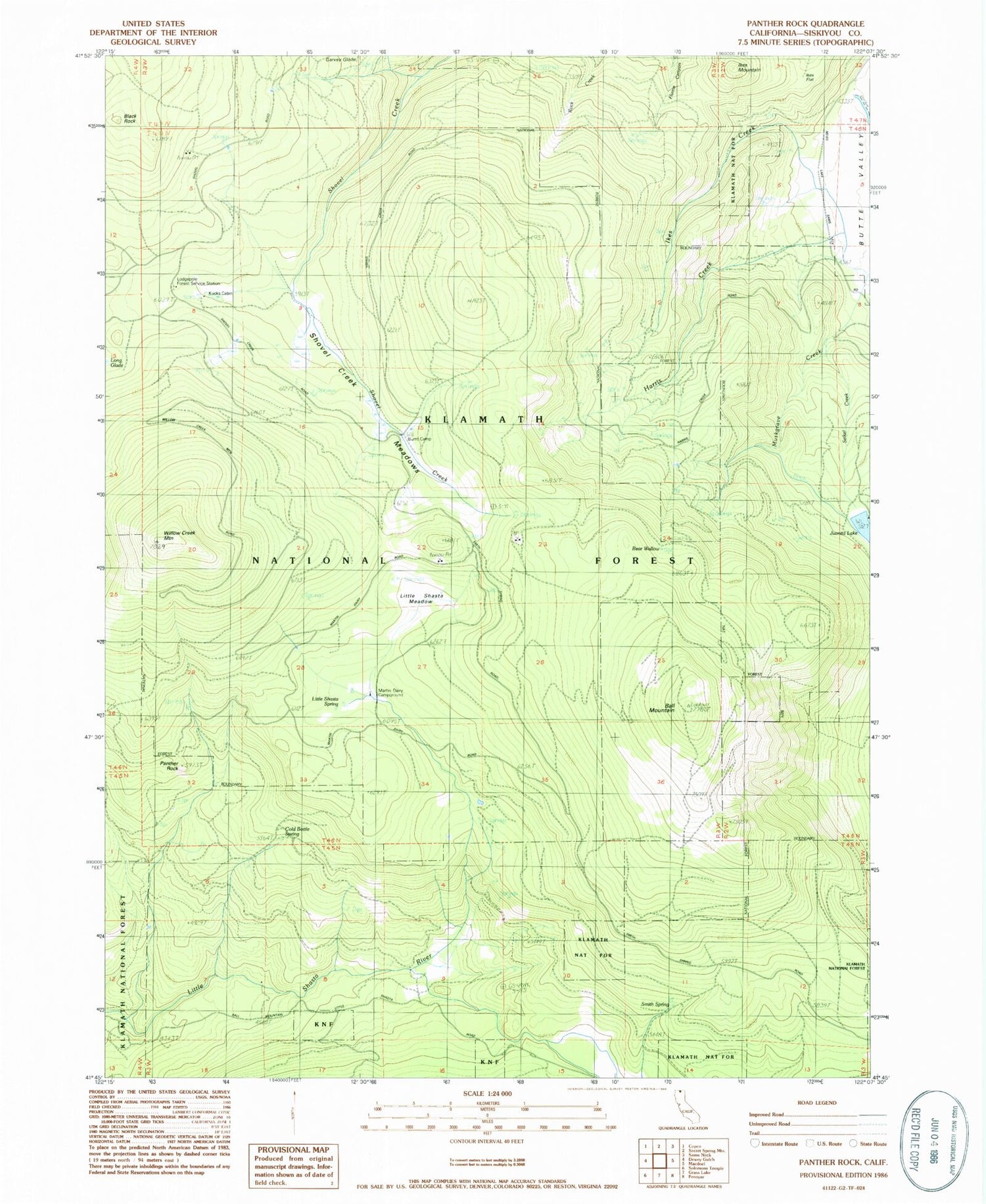 Classic USGS Panther Rock California 7.5'x7.5' Topo Map Image