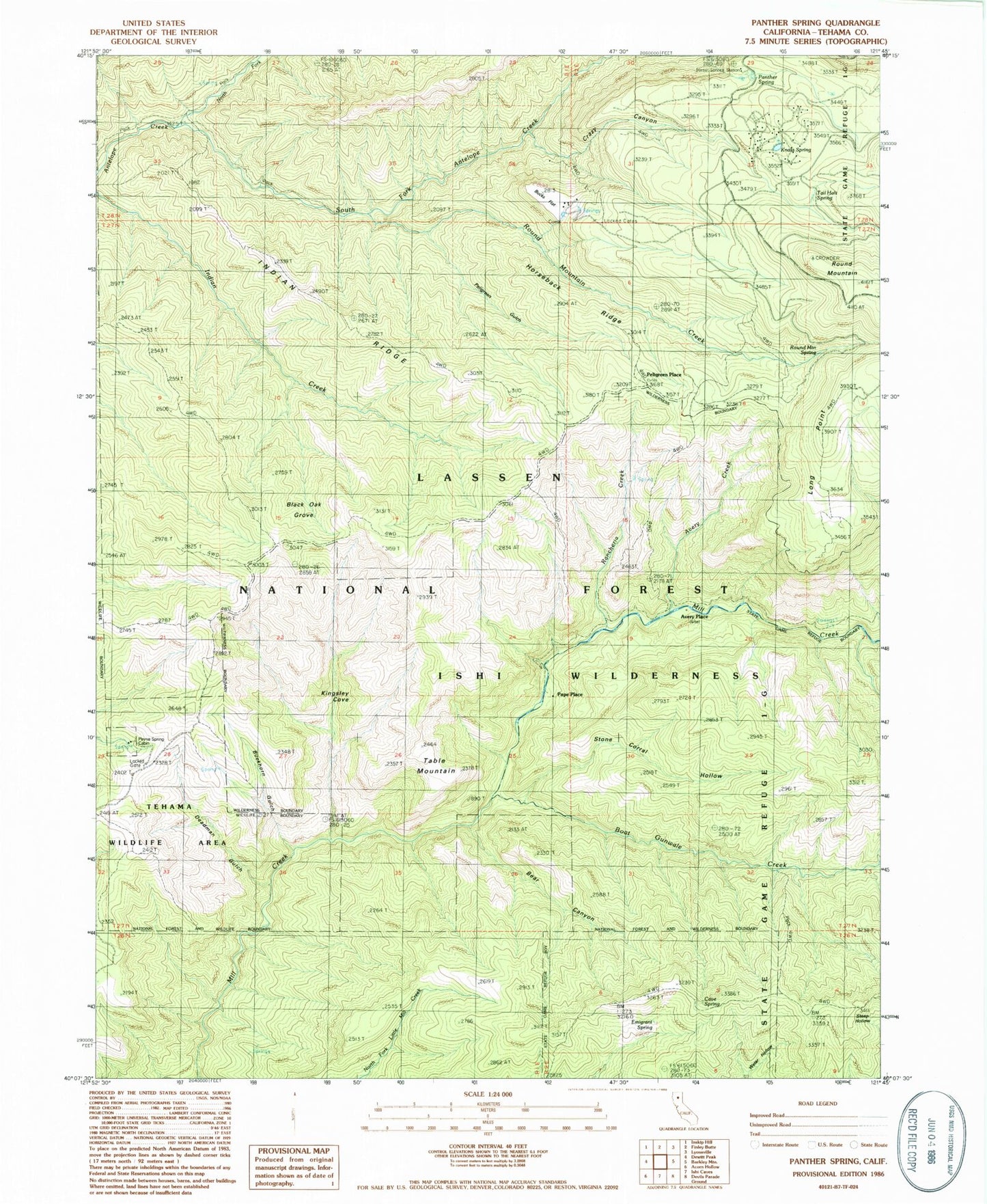 Classic USGS Panther Spring California 7.5'x7.5' Topo Map Image
