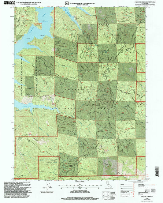 Classic USGS Papoose Creek California 7.5'x7.5' Topo Map Image