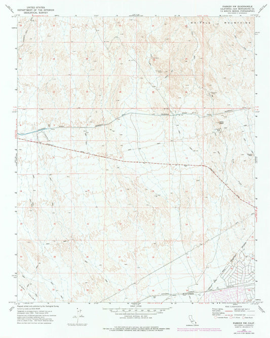 Classic USGS Parker NW California 7.5'x7.5' Topo Map Image