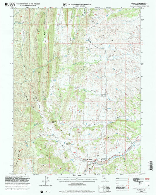 Classic USGS Paskenta California 7.5'x7.5' Topo Map Image