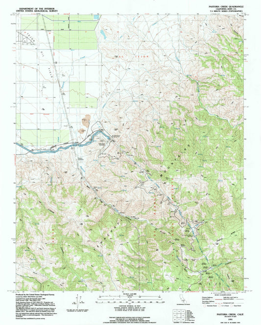Classic USGS Pastoria Creek California 7.5'x7.5' Topo Map Image