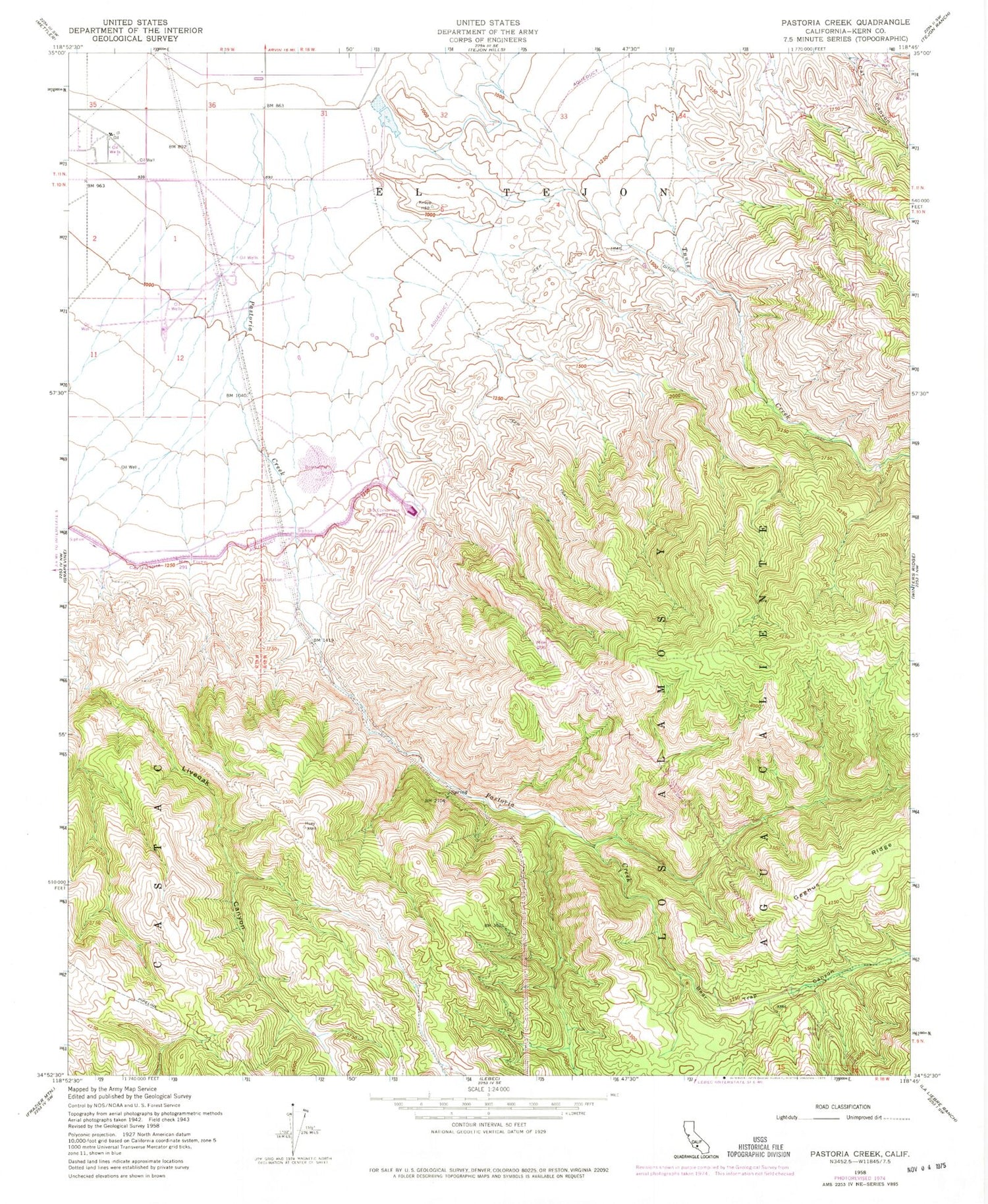 Classic USGS Pastoria Creek California 7.5'x7.5' Topo Map Image