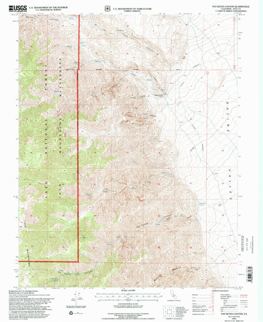 Classic USGS Pat Keyes Canyon California 7.5'x7.5' Topo Map Image