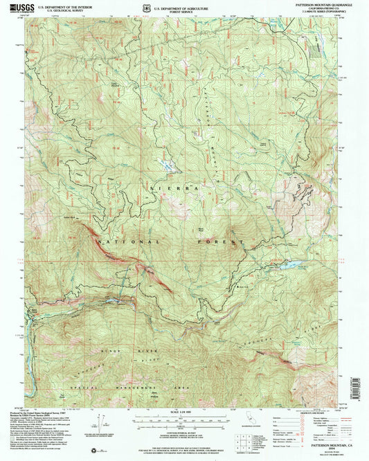 Classic USGS Patterson Mountain California 7.5'x7.5' Topo Map Image