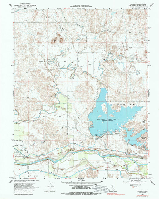 Classic USGS Paulsell California 7.5'x7.5' Topo Map Image