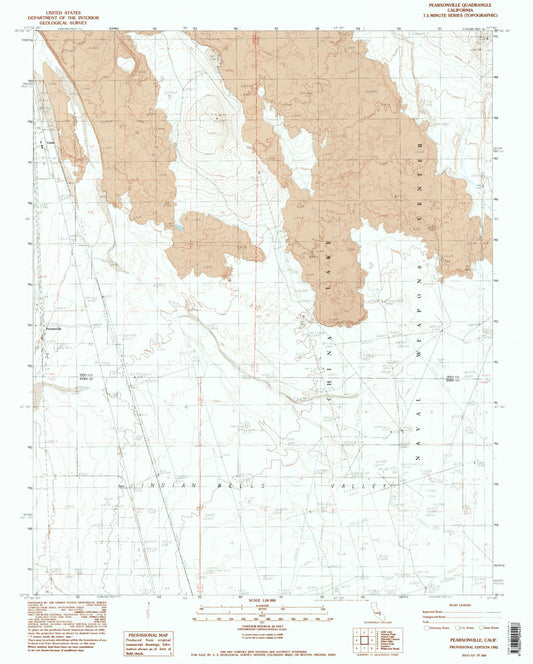 Classic USGS Pearsonville California 7.5'x7.5' Topo Map Image