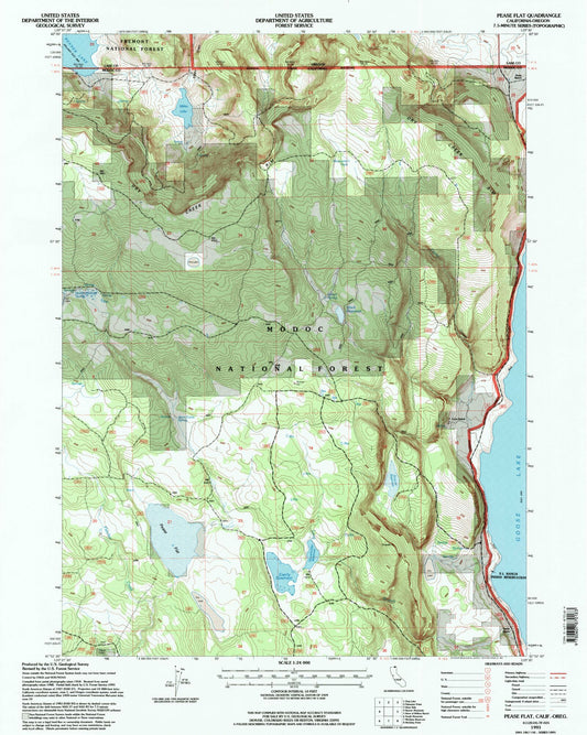 Classic USGS Pease Flat California 7.5'x7.5' Topo Map Image