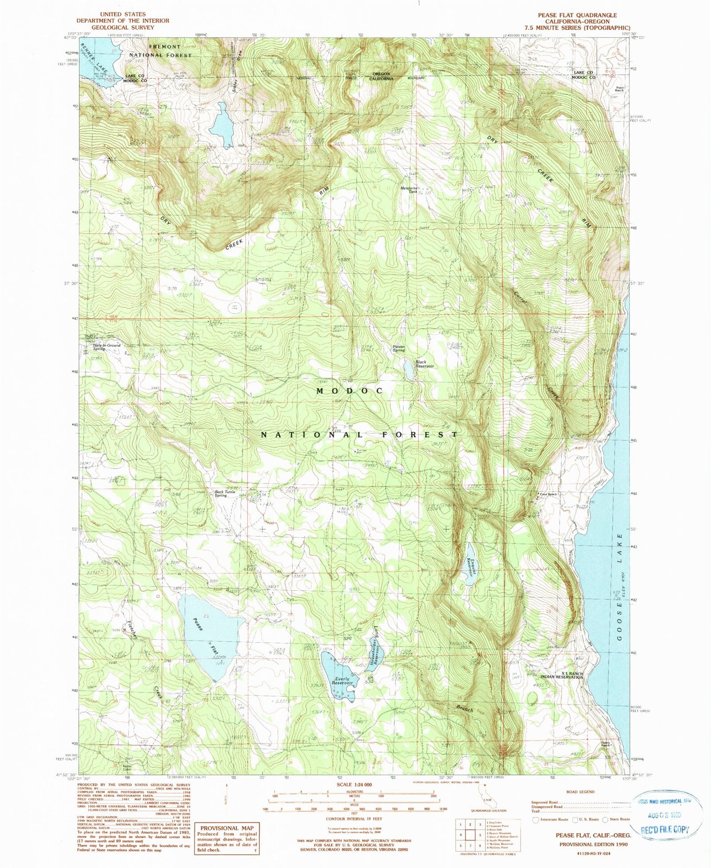 Classic USGS Pease Flat California 7.5'x7.5' Topo Map Image