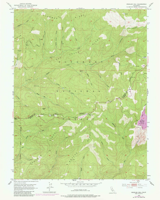Classic USGS Peddler Hill California 7.5'x7.5' Topo Map Image