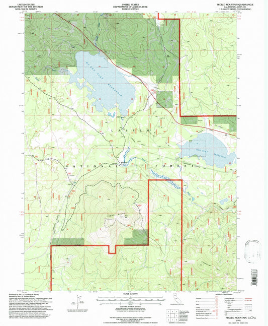 Classic USGS Pegleg Mountain California 7.5'x7.5' Topo Map Image