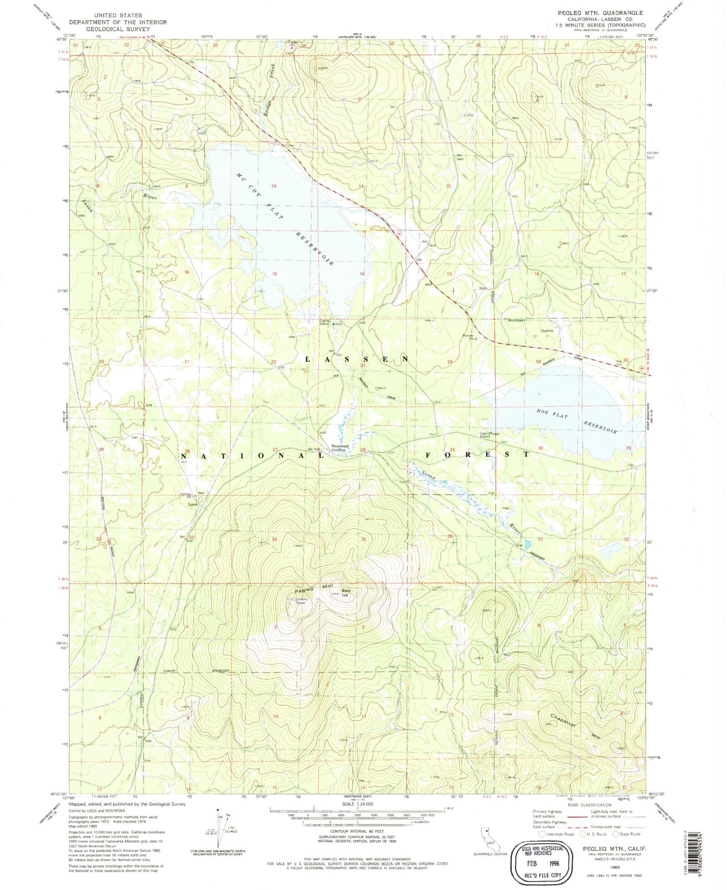 Classic USGS Pegleg Mountain California 7.5'x7.5' Topo Map Image