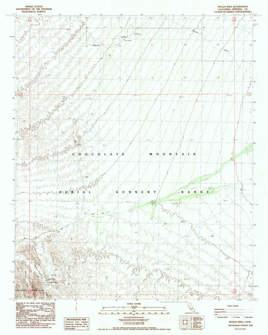 Classic USGS Pegleg Well California 7.5'x7.5' Topo Map Image