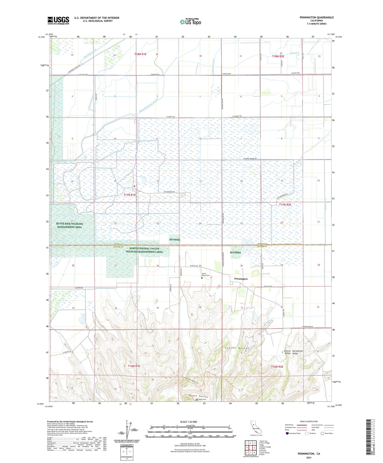 Pennington California US Topo Map Image