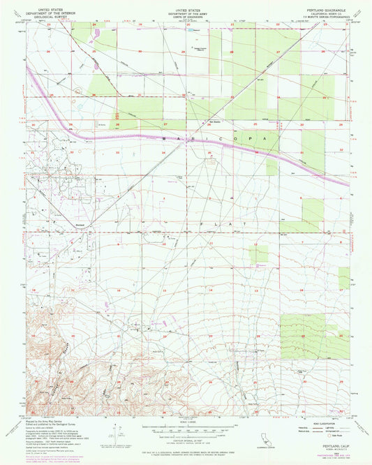 Classic USGS Pentland California 7.5'x7.5' Topo Map Image