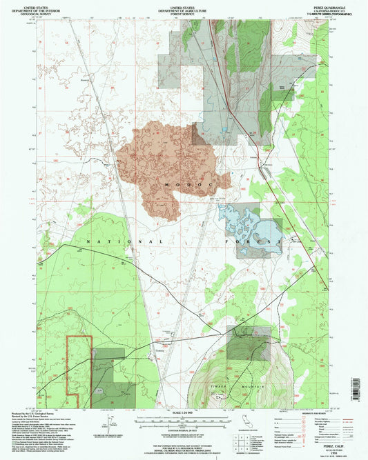 Classic USGS Perez California 7.5'x7.5' Topo Map Image