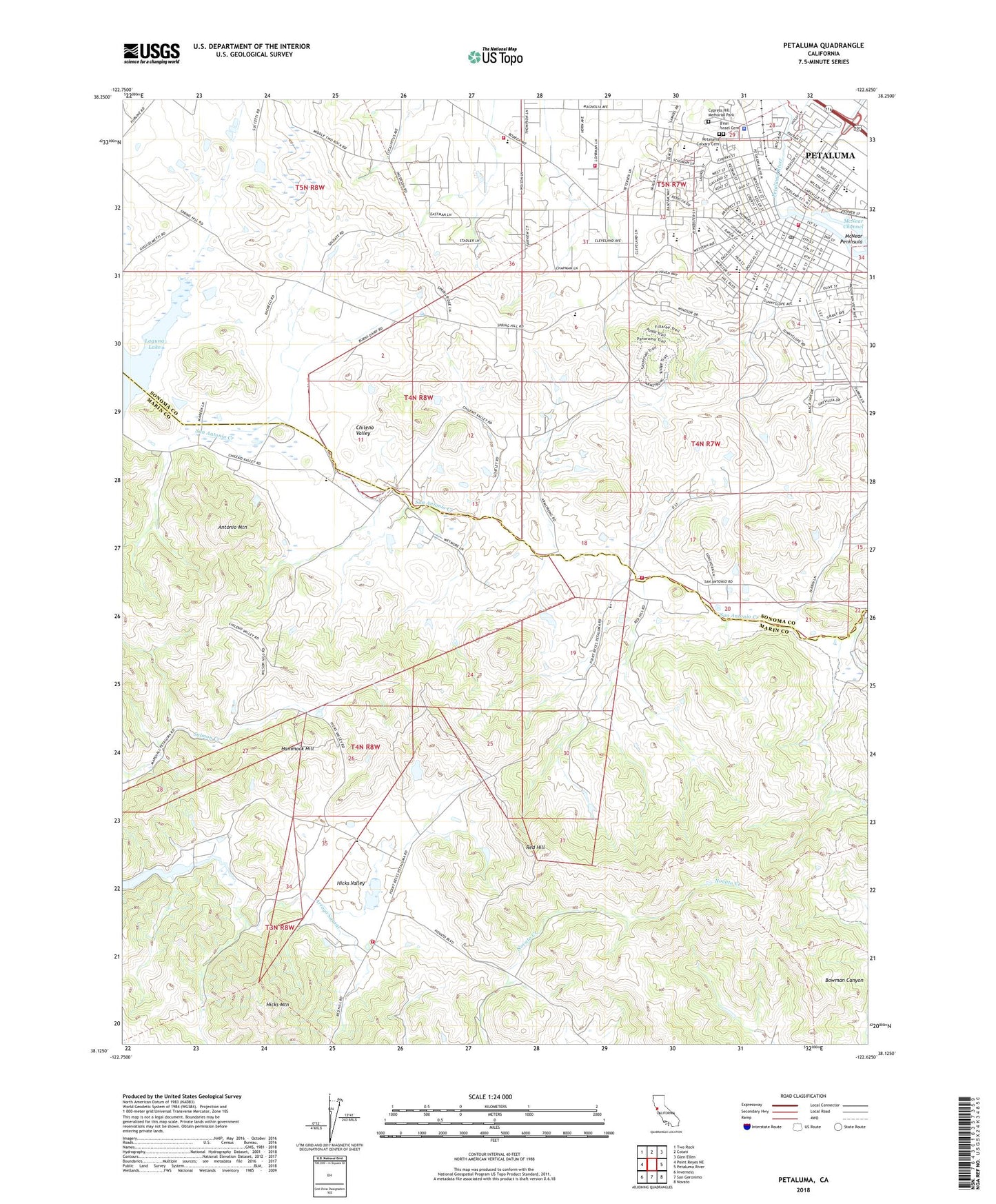 Petaluma California US Topo Map Image
