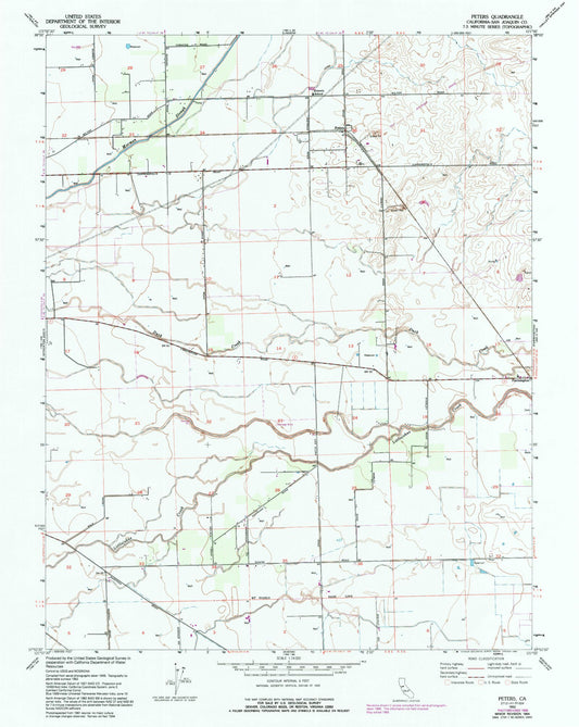 Classic USGS Peters California 7.5'x7.5' Topo Map Image