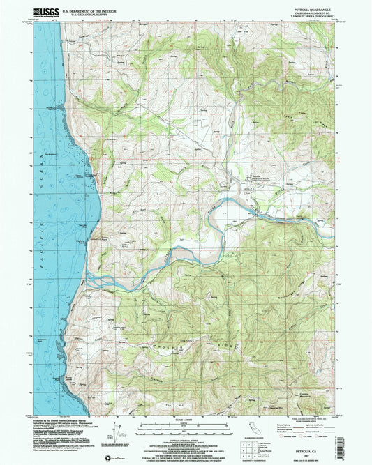 Classic USGS Petrolia California 7.5'x7.5' Topo Map Image