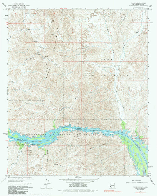 Classic USGS Picacho California 7.5'x7.5' Topo Map Image