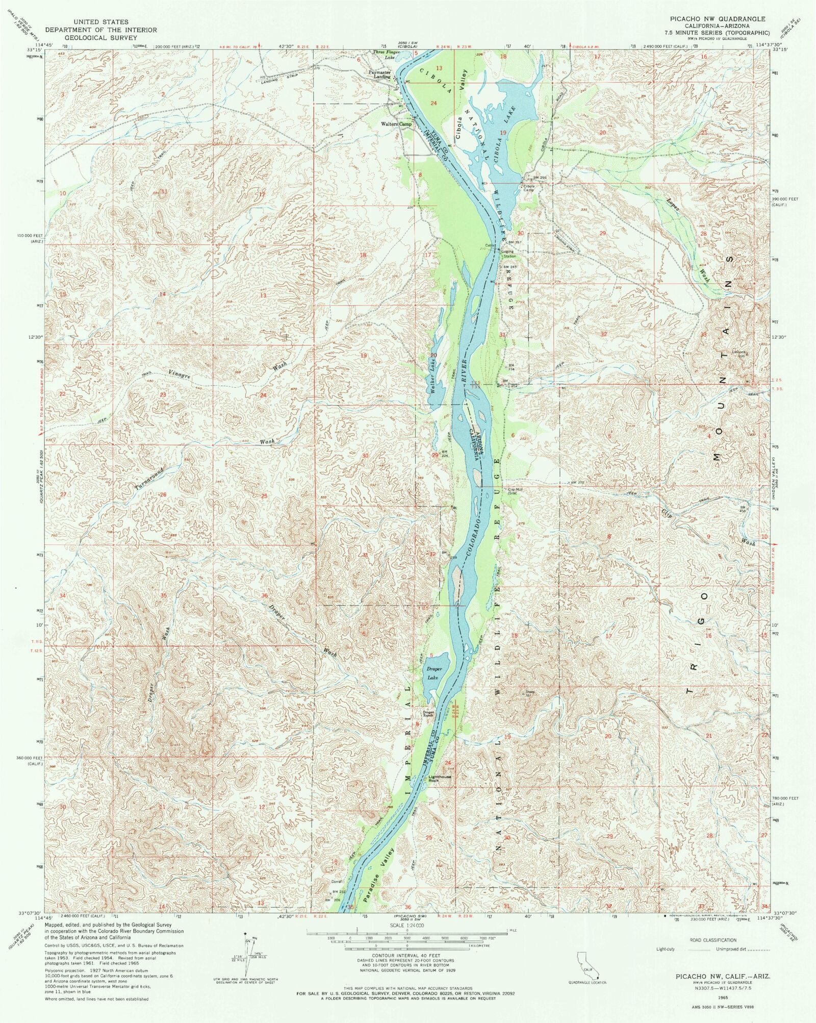 Classic USGS Picacho NW California 7.5'x7.5' Topo Map – MyTopo Map Store