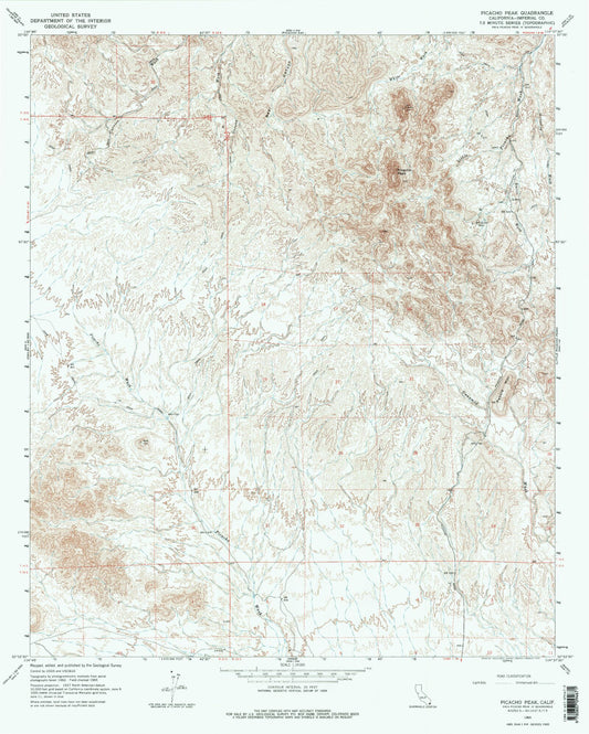 Classic USGS Picacho Peak California 7.5'x7.5' Topo Map Image