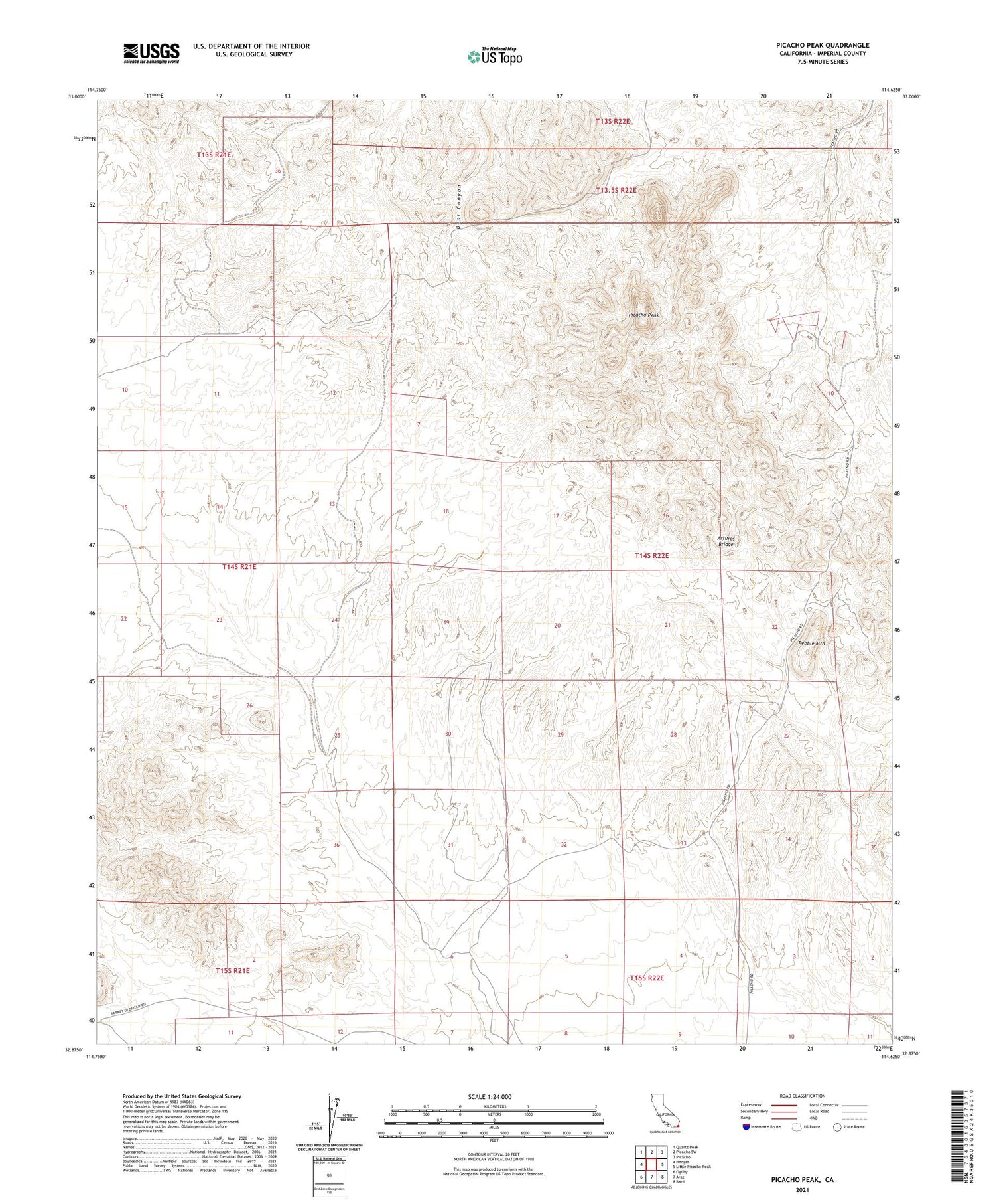 Picacho Peak California US Topo Map Image