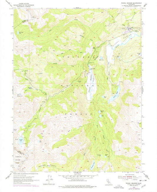 USGS Classic Pickel Meadow California 7.5'x7.5' Topo Map Image