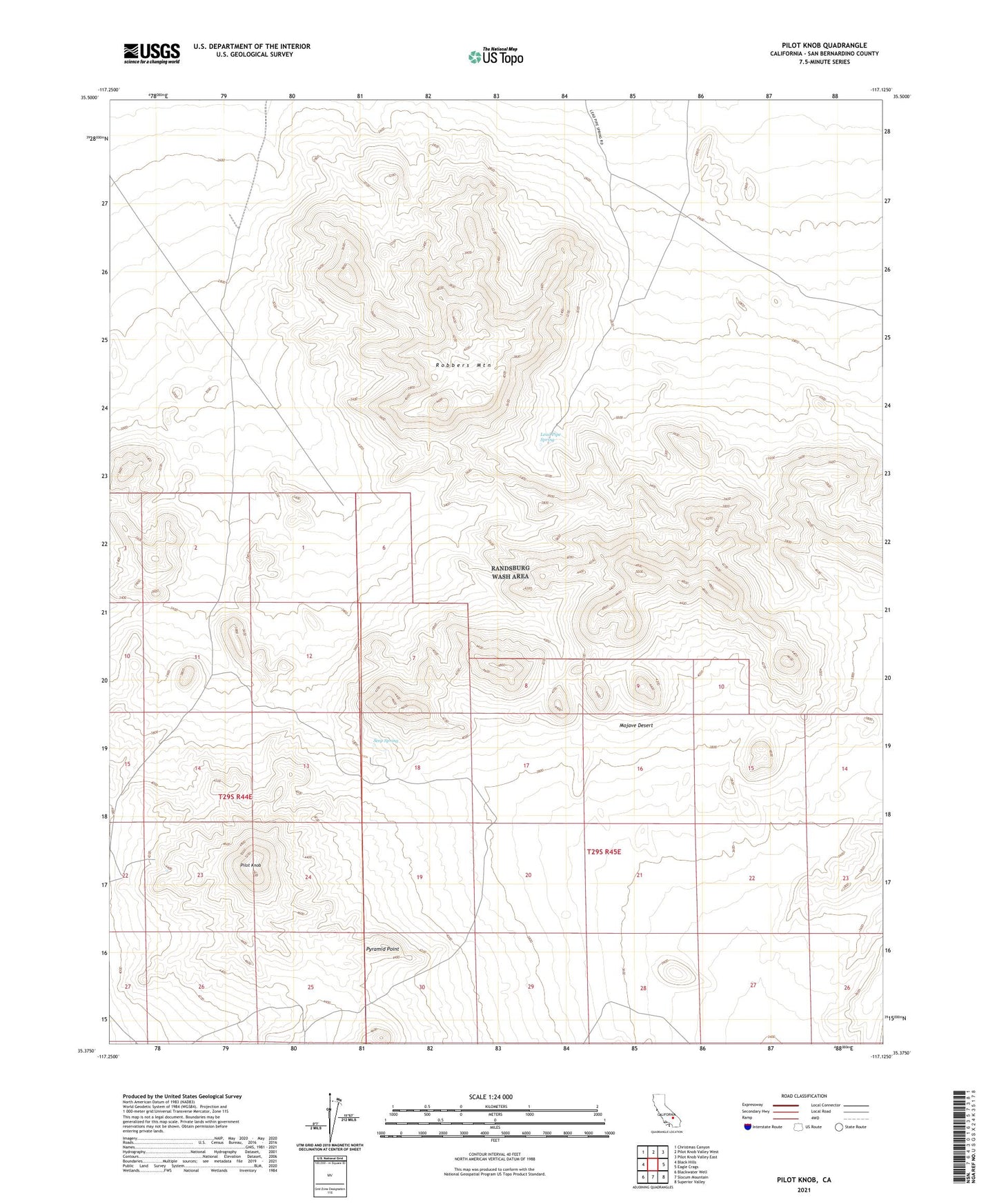 Pilot Knob California US Topo Map Image