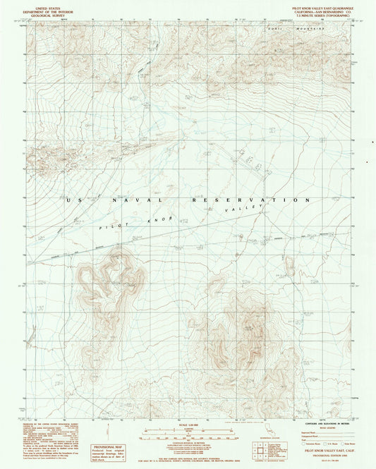 Classic USGS Pilot Knob Valley East California 7.5'x7.5' Topo Map Image