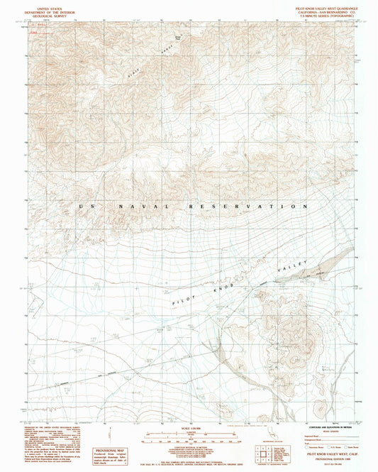 Classic USGS Pilot Knob Valley West California 7.5'x7.5' Topo Map Image