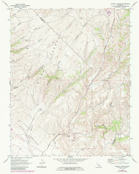 Classic USGS Pinalito Canyon California 7.5'x7.5' Topo Map Image