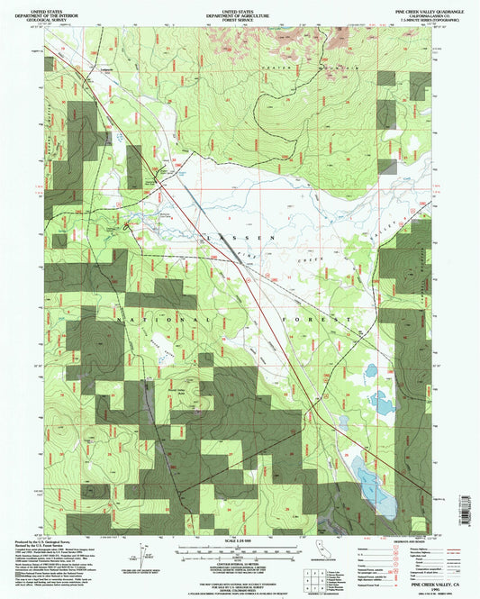 Classic USGS Pine Creek Valley California 7.5'x7.5' Topo Map Image