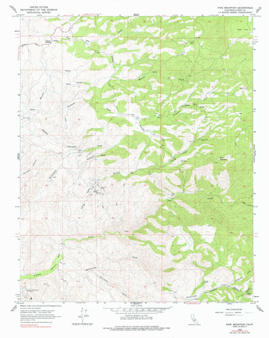 Classic USGS Pine Mountain California 7.5'x7.5' Topo Map Image