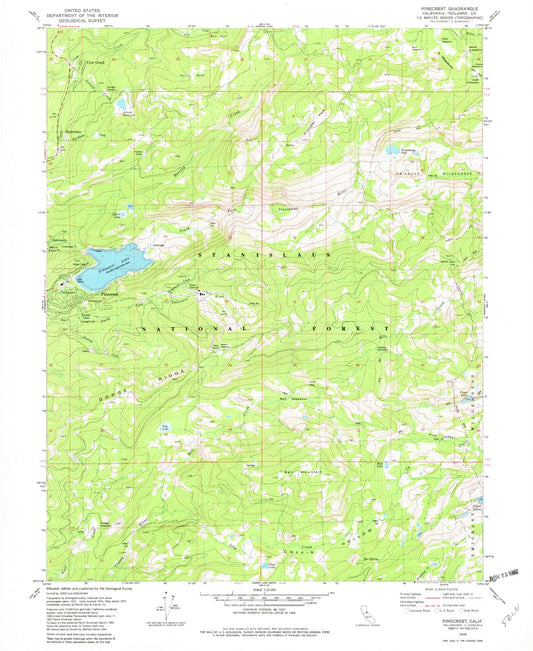 USGS Classic Pinecrest California 7.5'x7.5' Topo Map Image
