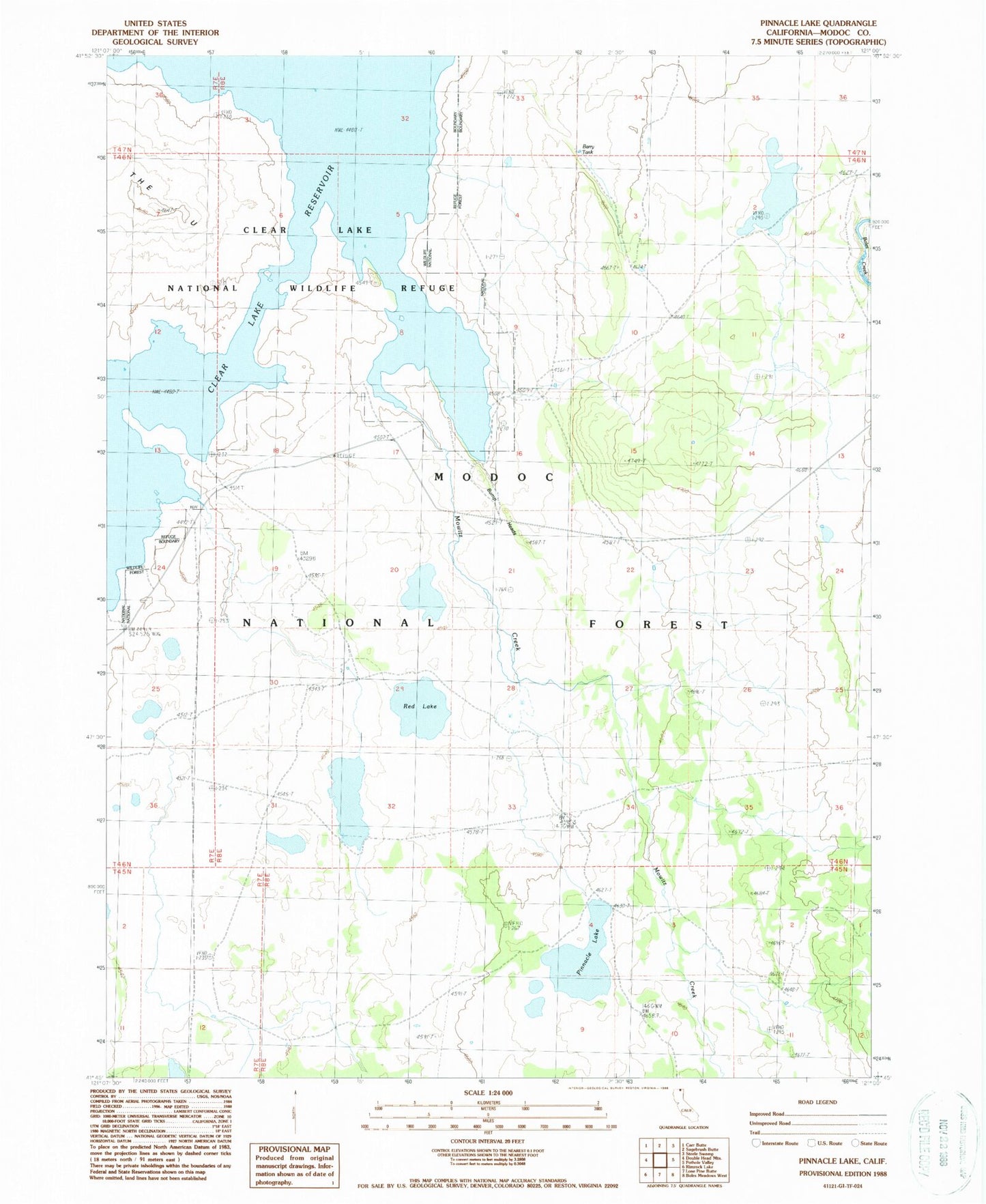 Classic USGS Pinnacle Lake California 7.5'x7.5' Topo Map Image