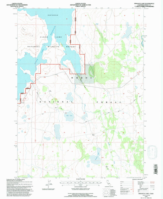 Classic USGS Pinnacle Lake California 7.5'x7.5' Topo Map Image
