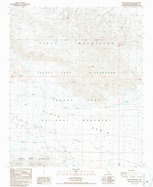 Classic USGS Pinto Mountain California 7.5'x7.5' Topo Map Image