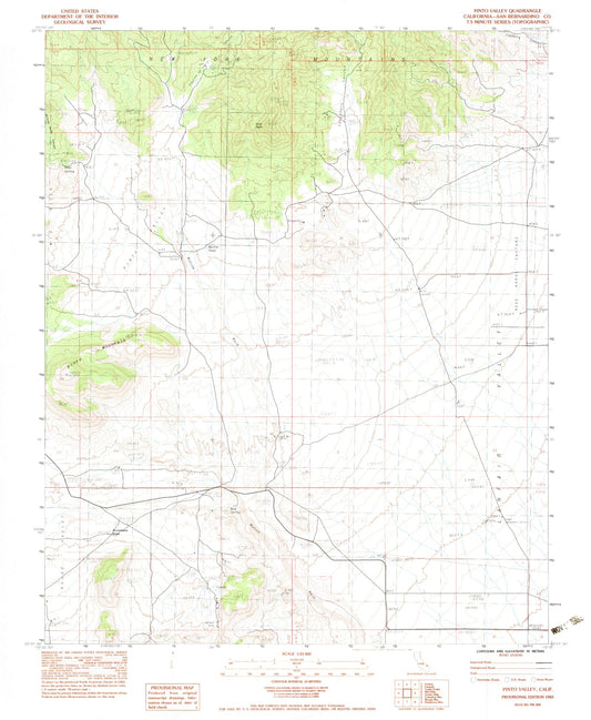 Classic USGS Pinto Valley California 7.5'x7.5' Topo Map Image
