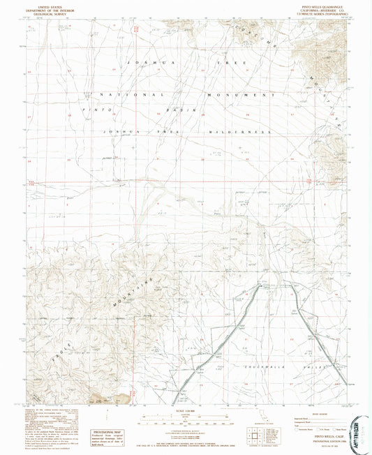 Classic USGS Pinto Wells California 7.5'x7.5' Topo Map Image