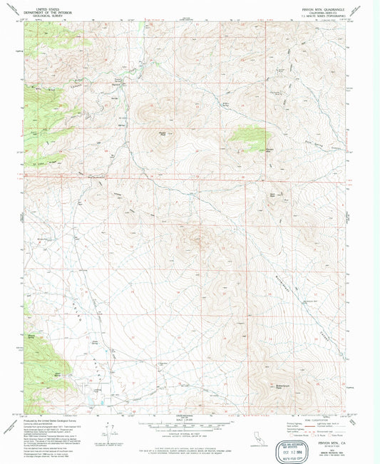 Classic USGS Pinyon Mountain California 7.5'x7.5' Topo Map Image