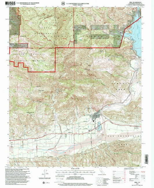 Classic USGS Piru California 7.5'x7.5' Topo Map Image