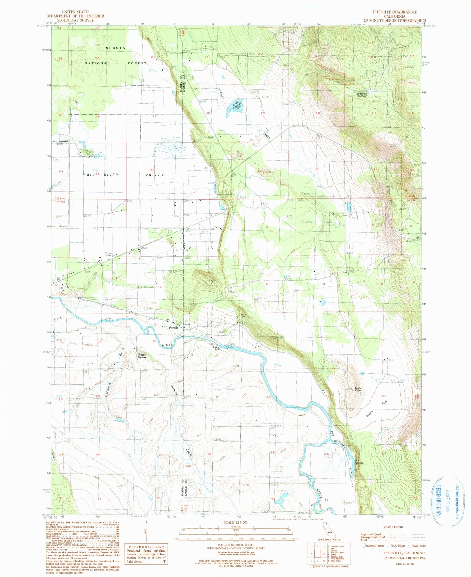Classic USGS Pittville California 7.5'x7.5' Topo Map Image