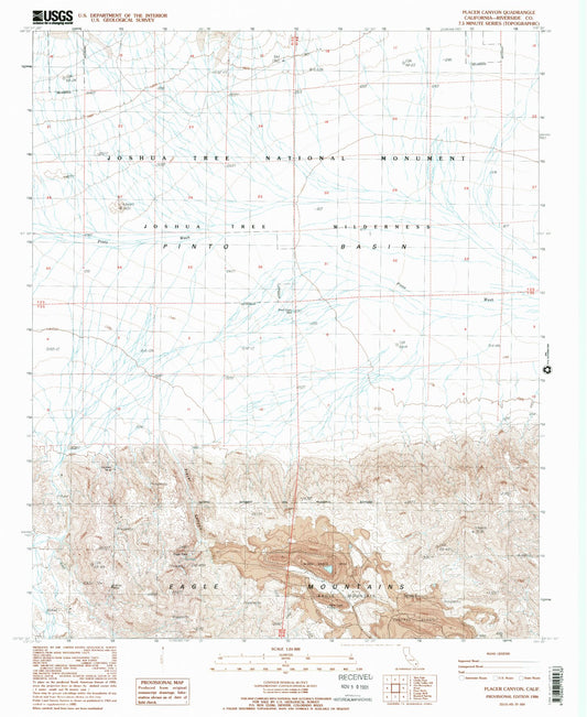 Classic USGS Placer Canyon California 7.5'x7.5' Topo Map Image